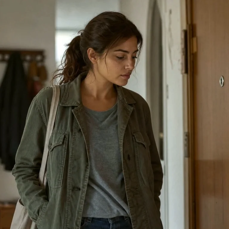Una mujer joven llegando a casa, fotograma de la presentación